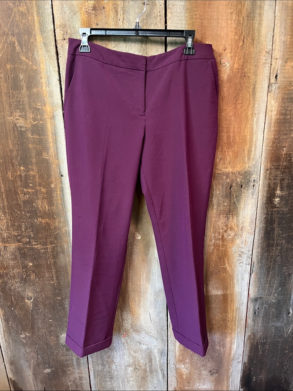 Worthington Eggplant Wine Color Modern Fit Pants Career Slacks Work Flat Front